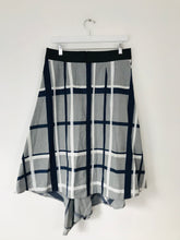 Load image into Gallery viewer, Teatum Jones Label Mix Asymmetrical Check Midi Skirt | UK12 | Grey