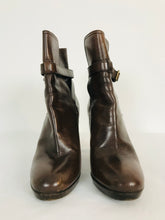 Load image into Gallery viewer, Mui Mui Women’s Leather Heeled Ankle Boots | UK5 EU38 | Brown