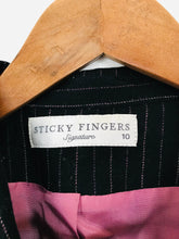 Load image into Gallery viewer, Sticky Fingers Women’s Pin Stripe Wool Blazer Suit Jacket | UK10 | Black Pink