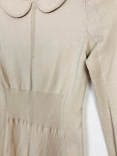 Load image into Gallery viewer, Karen Millen Womens Fitted Knit Collared Jumper | UK8 | Beige