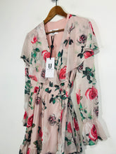 Load image into Gallery viewer, Forever Unique Women's Floral Ruffle Wrap Dress NWT | UK10 | Pink