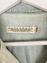 Load image into Gallery viewer, Zara Womens Premium Denim Biker Jacket | M | Washed Blue