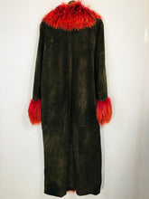 Load image into Gallery viewer, Wealth of Nations Women's Leather Fur Trim Overcoat Coat | UK18 | Green