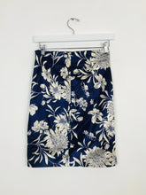 Load image into Gallery viewer, Zara Womens Floral High Waisted Pencil Skirt | UK 8 | Blue and white
