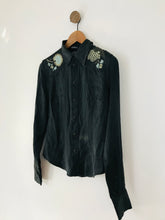 Load image into Gallery viewer, Earl Jean Women’s Silk Embroidered Shirt | M UK10-12 | Black