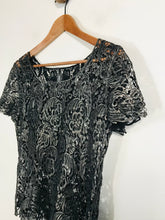 Load image into Gallery viewer, Dansk Smykkekunst Women's Floral Crochet T-Shirt | M UK10-12 | Black