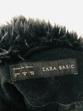 Load image into Gallery viewer, Zara Women’s Fur Hood Wool Overcoat Coat Jacket | M UK10-12 | Black