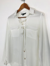 Load image into Gallery viewer, Lipsy Women's Oversized Lace Up Front Button-Up Shirt | UK12 | White