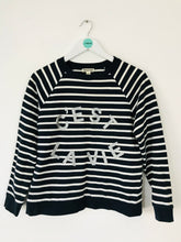 Load image into Gallery viewer, Whistles Women’s Striped C'est La Vie Sweatshirt Jumper | M UK10-12 | Navy