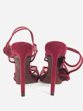 Load image into Gallery viewer, Zara Women’s Mesh Strap Sandal Heels | 38 UK5 | Burgundy Red