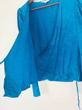 Load image into Gallery viewer, & Other Stories Women’s Puff Sleeve Wrap Blouse | UK8 | Blue