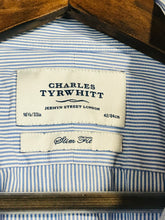 Load image into Gallery viewer, Charles Tyrwhitt Men's Cotton Striped Button-Up Shirt | 16.5 42 | Blue