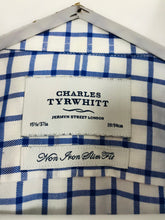 Load image into Gallery viewer, Charles Tyrwhitt Men’s Check Classic Shirt | 15.5/37” 39/94cm | Blue and white