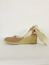 Load image into Gallery viewer, Zara Women’s Wedge Heeled Espadrille Tie Bow Sandals | 38 UK5 | Pink