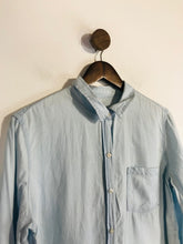 Load image into Gallery viewer, Zara Women's Crop Raw Hem Button-Up Shirt | S UK8 | Blue