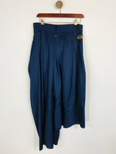 Load image into Gallery viewer, HIGH Everyday Couture KNIT Women's Trompe l’Œuil Skirt Cropped Smart Trousers | L UK14 | Blue