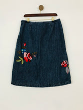 Load image into Gallery viewer, Boden Women's Floral Embroidered Denim A-Line Skirt | UK14 | Blue