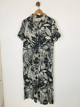 Load image into Gallery viewer, Zara Women's Linen Floral Shirt Dress | L UK14 | Black