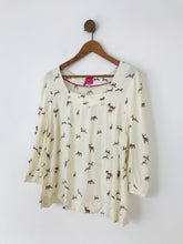 Load image into Gallery viewer, Joules Women's Deer Print Crepe Blouse | UK16 | White