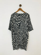 Load image into Gallery viewer, Adolfo Dominguez Women’s Zebra Print Midi Dress | UK12-14 | Black