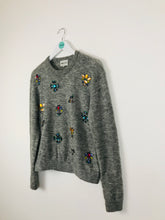 Load image into Gallery viewer, Bimba Y Lola Womens Embroidered Knit Jumper | XL | Grey