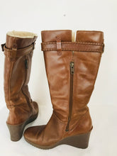 Load image into Gallery viewer, UGG Women’s Wedge Knee Fleece Lined Leather Boots | UK3 | Brown
