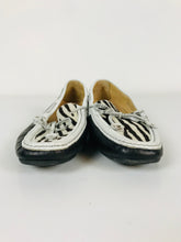 Load image into Gallery viewer, HB Espana Women's Leather Zebra Print Bow Moccasins | 37.5 UK5 | Black