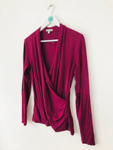 Load image into Gallery viewer, Pure Collection Women’s Draped Wrap Long Sleeve Top | UK14 | Burgundy Red