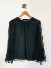 Load image into Gallery viewer, Hobbs Women's Ruched Mesh Blouse | UK14 | Black