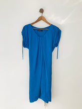 Load image into Gallery viewer, Marc Cain Women’s Gathered Shoulder Shift Dress | UK12 | Blue