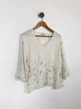 Load image into Gallery viewer, Wrap Women's Linen Floral Blouse | UK14 | White