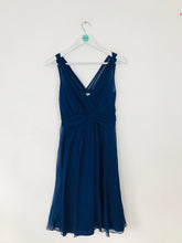 Load image into Gallery viewer, L.K. Bennett Women’s V-Neck Silk Draped Dress | UK8 | Navy Blue