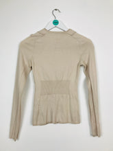 Load image into Gallery viewer, Karen Millen Womens Fitted Knit Collared Jumper | UK8 | Beige