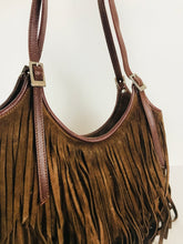 Load image into Gallery viewer, Karen Millen Womens Suede Fringe Hand Bag | Small | Brown