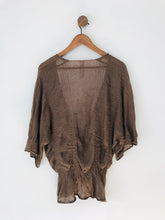 Load image into Gallery viewer, Oui Moments Women's Oversized V Neck Short Sleeve Jumper | UK12 | Brown