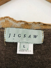 Load image into Gallery viewer, Jigsaw Women's Lace Trimmed Cardigan | L UK14 | Brown