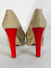 Load image into Gallery viewer, Nine West Women's Heeled Peep Toe Heels | 8W | Beige