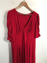 Load image into Gallery viewer, Biba Women's Ruched V-neck A-Line Dress | UK16 | Red