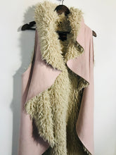 Load image into Gallery viewer, QED London Women's Faux Shearling Suede Gilet Overcoat Coat | One Size | Pink