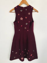 Load image into Gallery viewer, Whistles Women's Floral Beaded A-Line Dress | UK6 | Red