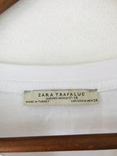 Load image into Gallery viewer, Zara Women’s Rainbow Knit Frill Hem T-Shirt | M UK10-12 | White