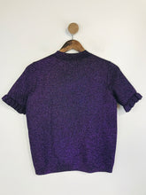 Load image into Gallery viewer, Sezane Women's Ruffle Metallic T-Shirt | S UK8 | Purple
