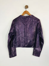 Load image into Gallery viewer, Jensen Women's Leather Crop Jacket | M UK10-12 | Purple