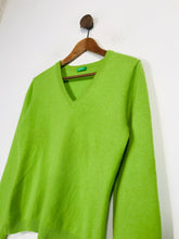 Load image into Gallery viewer, United Colors of Benetton Women's Cashmere V-Neck Jumper | M UK10-12 | Green