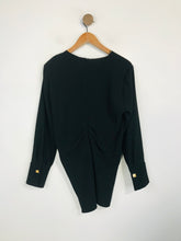 Load image into Gallery viewer, Zara Women's Pleated V-Neck Blouse | XL UK16 | Black