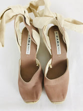 Load image into Gallery viewer, Zara Women’s Wedge Heeled Espadrille Tie Bow Sandals | 38 UK5 | Pink