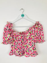 Load image into Gallery viewer, Zara Womens Floral Cropped Blouse | XS | Pink