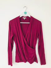 Load image into Gallery viewer, Pure Collection Women’s Draped Wrap Long Sleeve Top | UK14 | Burgundy Red