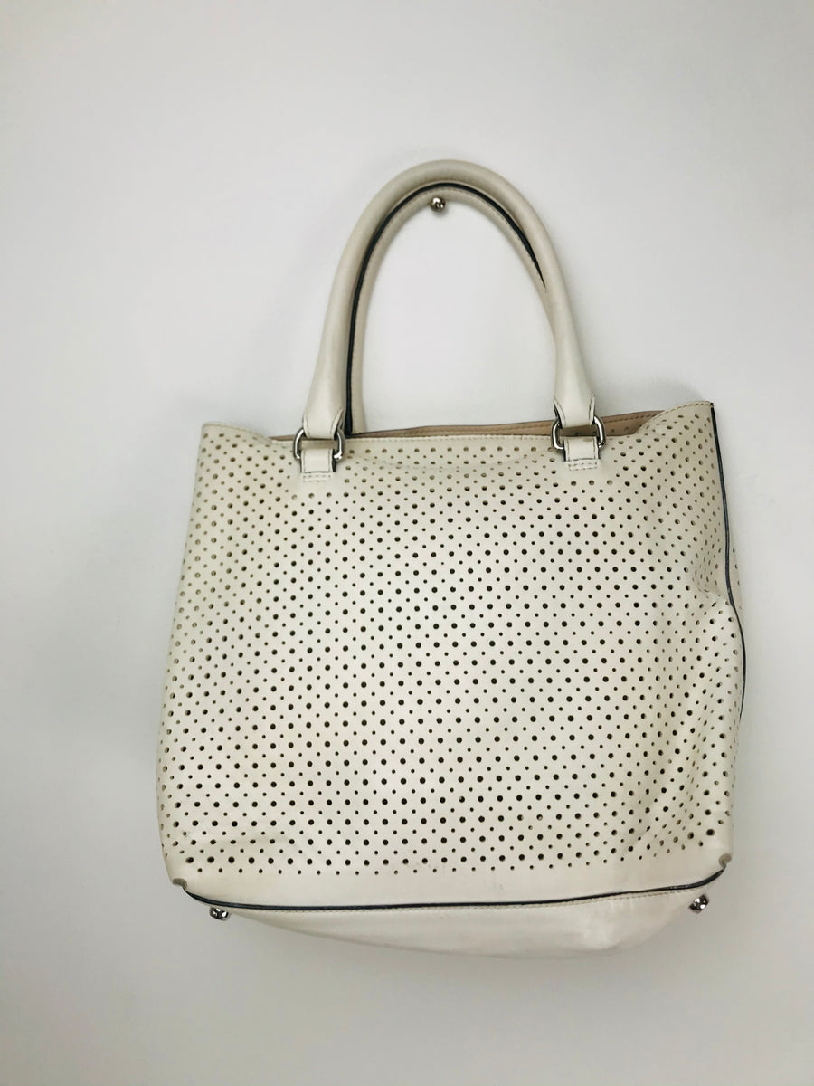 Karen Millen Leather Tote Bag Small White