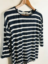 Load image into Gallery viewer, Oasis Women's Striped T-Shirt | M UK10-12 | Blue